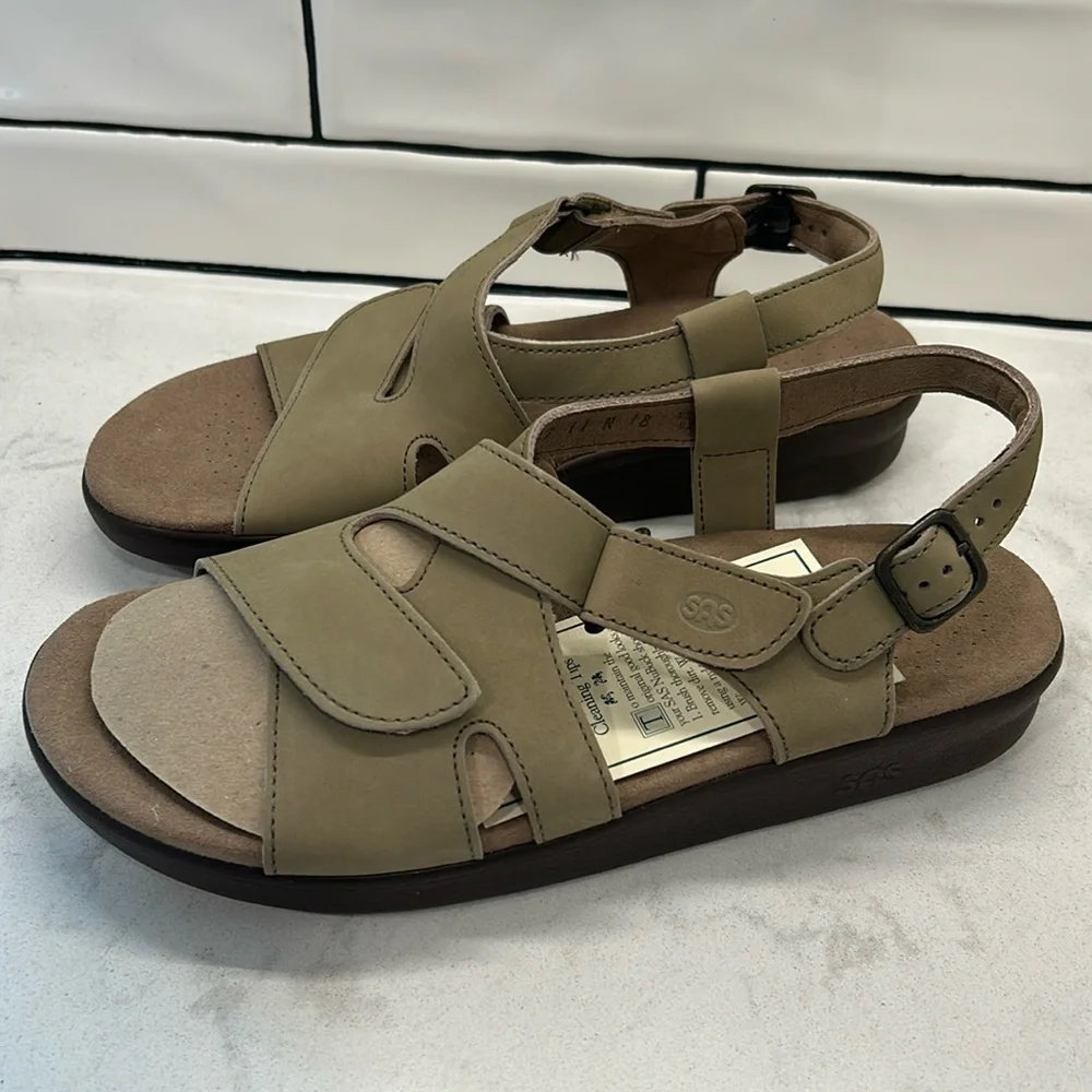 SAS Huggy - All Day Sandal Taupe Leather Women’s Size 11 N